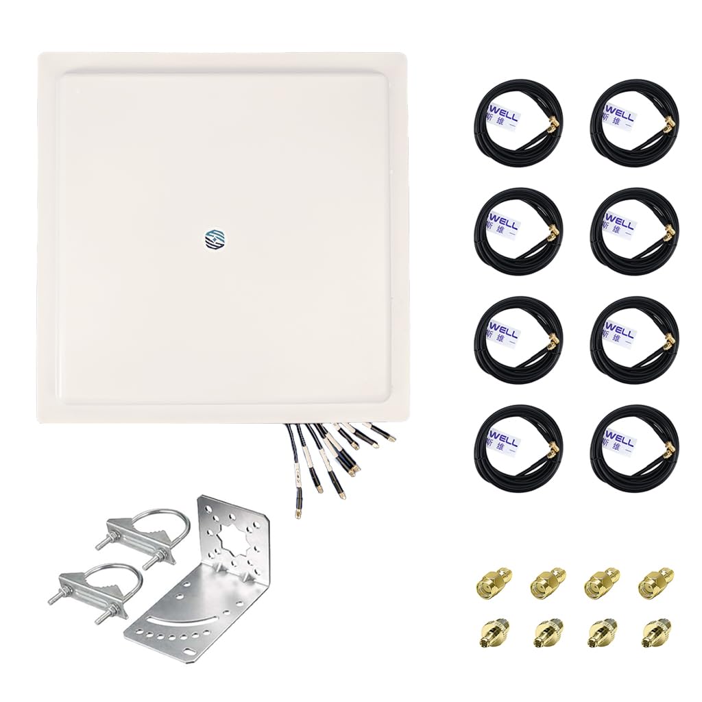 Maswell Antenna esterna MIMO 4G LTE 5G 8X8, 600-8000MHz, 10dBi ad alto guadagno, con cavo coassiale professionale equivalente LMR240 per T-Mobile, Verizon, AT&T, WiFi 7 Ready