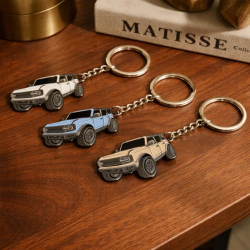 Image of Bronco Keychain Accessories 4 door key chain Fob Cover Cool Mods compatible with Ford Bronco 2022 2023 2024