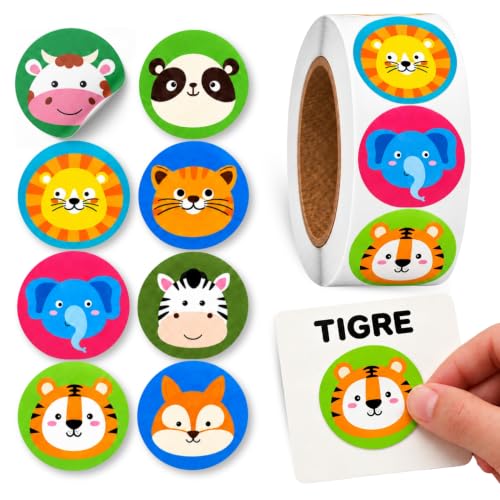 Rollo Pegatinas animales Safari para niños, animal stickers, 1 Unidad