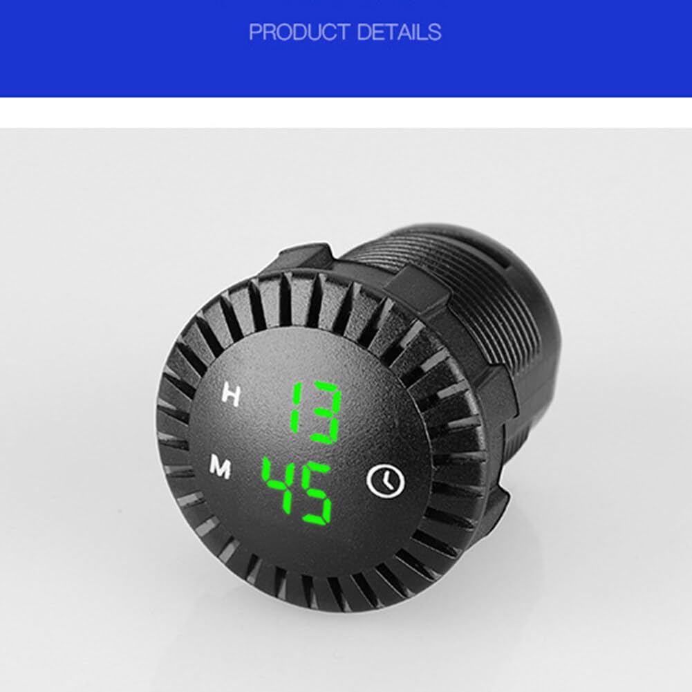 Asudaro Orologio Digitale LED per Auto 12V/24V - Piccolo Orologio da Cruscotto per Automobili, Navi, Fuoristrada, Camion, Barche, Aeroplani
