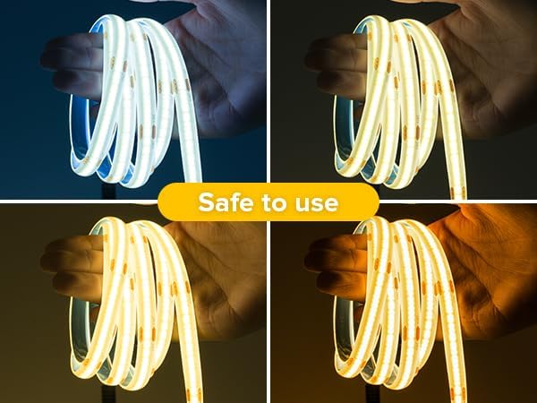 Miniatura 6 de Tira de luz LED COB de 16.4 pies, IP65, impermeable, DC12V, 3000K, blanco cálido, regulable, 320 LEDsm, luces uniformes flexibles de alta densidad