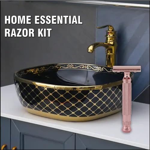 Image of Pearl Shaving Double Edge Safety Razor L-55 (Blush wine) made with Brass Metal - Premium Shaving Razor | Classic & Traditional Shaving kit for men| Complimentary Blade Refills | Rakshabandhan Gift Option