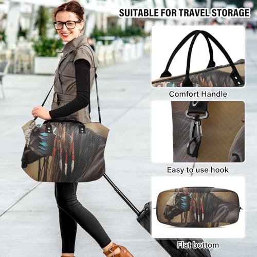 Tribal Horse Duffel Bag for Travel Gym Sport, Weekender Travel Bags Carry on Overnight Bag4