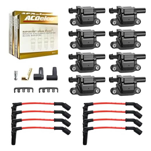MAS Set of 8 Square Ignition Coils Pack&Platinum Spark Plugs&Wires Set Compatible with Cadillac CTS Chevrolet GMC Pontiac G8 Grand Prix H3 Tahoe Yukon Silverado Replacement for UF413 D510C 5C1554