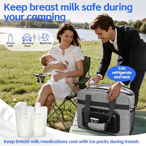 Image of Electric Cooler Bag, Portable Electric Cooler, Foldable Heater Bag, Powered 12 Volt AC /DC Compatible, for Cooling Pre-Cooled Food & Drinks