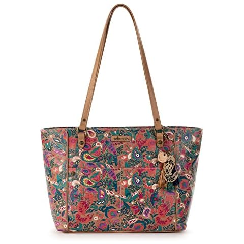 Sakroots Metro - Bolsa de tela de sarga ecológica grande y espaciosa con cremallera Cover