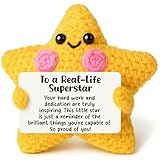 Crochet Star Congratulations Gift, Proud of You & Achievement Keepsake for Coworker & Student Graduation, New Job Promotion Desk Buddy, Motivational Decor for Men Women, Christmas Stocking Stuffer