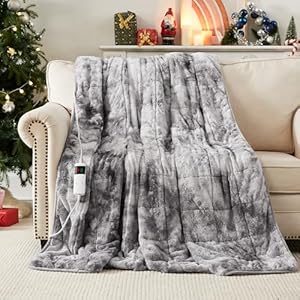 Homemate Heated Weighted Blanket – 50″x60″ 10lbs Electric Blanket Fast Heating Heavy Throw Blanket 1/2/4/6/8 Hour Auto Off 10 Heat Setting Over-Heat Protection Plush Faux Fur Sherpa Blanket for Adult