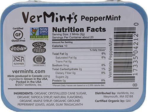 Vermints Organic Breath Mints | 4 Flavor Variety (1) Tin Each: Ginger, Wintergreen, Cinnamon, Peppermint (1.76 Ounces) Plus Recipe Booklet Bundle #TOP3