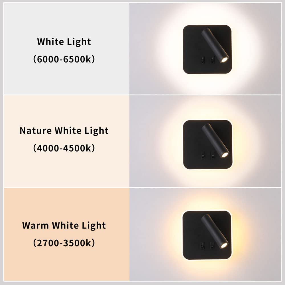 Wandleuchte Led Wand Scheinwerfer 330 ° Einstellbare Wand Lampen Nachts Leselampe, Moderne Quadratmauer Schwenkstrahler, Wohnzimmer Dekor Wandleuchten Schlafzimmer Sconces Kopfteillampe/Bla