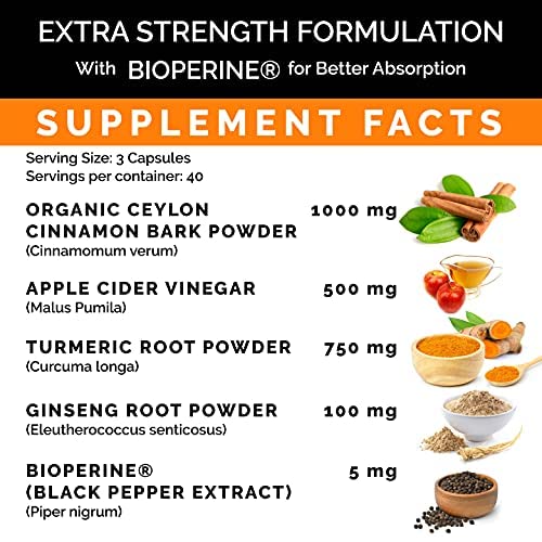 Primemd 4-In-1 Liquid Biotin Collagen Keratin Saw Palmetto Drops (2 Fl Oz - 1 Pack) & 5-In-1 Organic Ceylon Cinnamon With Apple Cider Vinegar, Turmeric, Ginseng Root Capsules (120 Capsules) Bundle #TOP7