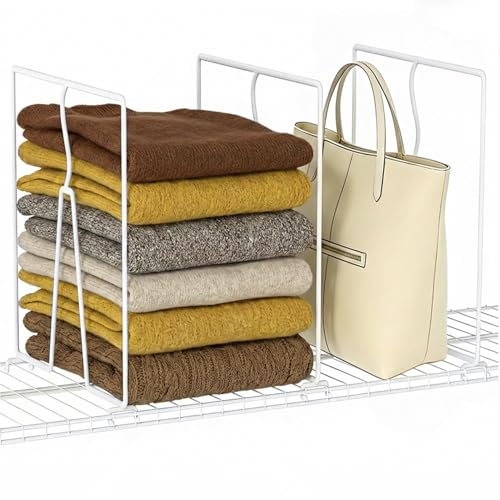 Wire Shelf Dividers for Closet: 12-inch Tall 12-inch Deep 6 Pack Wire Rack Accessories - Adjustable Purse Organizer for Clothes Handbags - Metal Linen