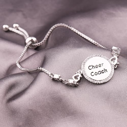 Image of BEKECH Cheerleader Coaches Cheer Coach Bracelet Jewelry for Coaches Cheer Gift for Her Appreciation Gift for Cheerleading (card-silver)