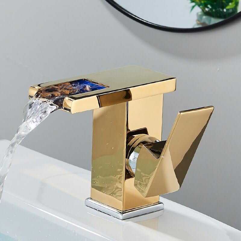 Robinet LED salle de bains cascade eau chaude froide design