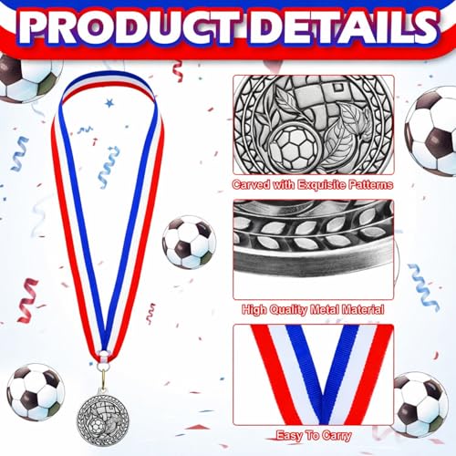 Image of Remuuly 60 Pcs Gold Award Medals 2 Inch Soccer Baseball Volleyball Football Cheer Trophy Medals Metal Awards Bulk with Neck Ribbons Trophy Prize Gifts for Sports Competitions