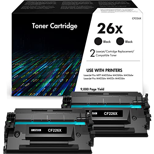 2er-Pack CF226X 26X CF226A 26A Tonerkartusche als Ersatz für HP Laserjet Pro MFP M402dne Toner M402dn M426fdw M426dw M426fdn M402d M402dw M402n M402 M426 Drucker - Schwarz Cover