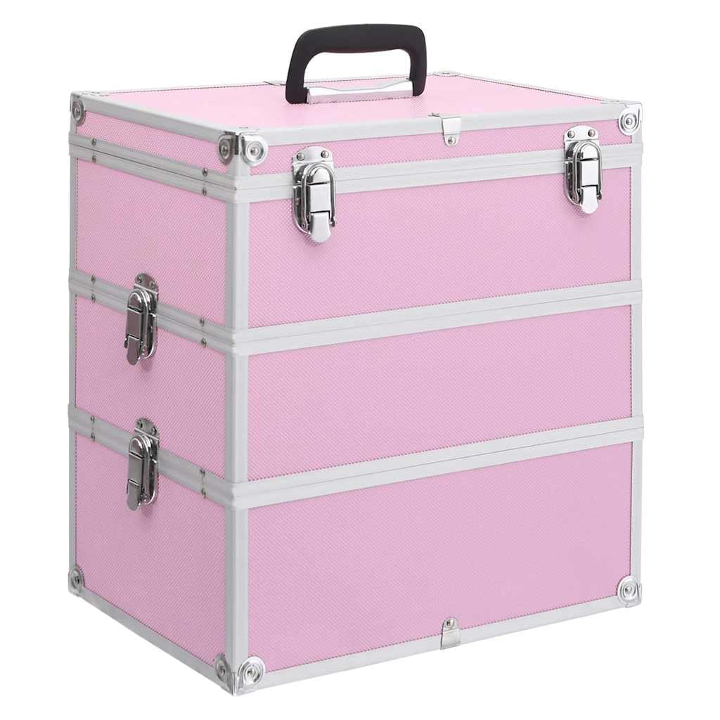 Maletín de maquillaje de aluminio, 37 x 24 x 40 cm, Rosa., 1