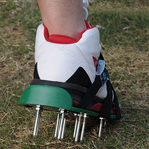 Xuebai Lawn Spike Aerator Shoes Heavy Duty Spiked Sandals Metal Buckles And 3 Straps For Aerating Your Lawn Or Yard,Black