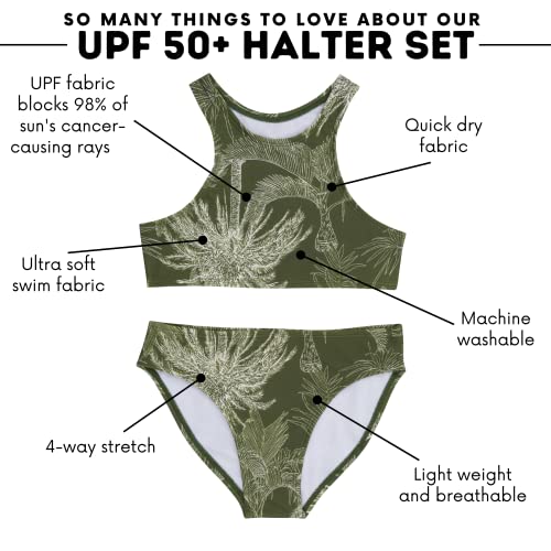 Image of SwimZip Girls' Halter Top and Bikini Bottom 2 Piece Set UPF 50+ Sun Protection