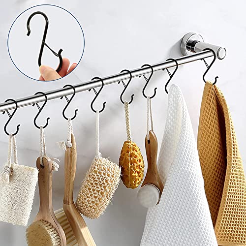 10 Pack Heavy Duty S Hooks Stainless Steel S Shaped Hooks Hanging Hangers For Kitchenware Spoons Pans Pots Utensils Clothes Bags Towers Tools Plants Heavy Duty Rustproof Safety Buckle Design(Black) #TOP4