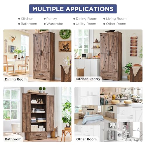 image for JXQTLINGMU Farmhouse Kitchen Pantry Cabinet - 72