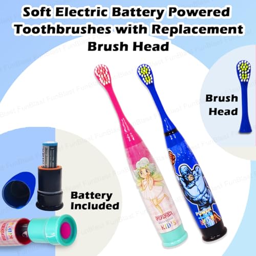 Image of FunBlast Cartoon Electric Toothbrushes for Kids - Vibrating Motion Toothbrushes with Replacement Brush Head, Soft Electric Battery Powered Toothbrushes for 3+ Years Kids (Battery Included) (Pack of 2)