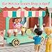 Mini Ice Cream Toy Sets for Play Kitchen - Miniature Food Truck with Wooden Cart, 7 Smoothies, Cones & Drink Bottles for Dollhouse Decor, Food & accessories, Role Play Birthday Gift for Girls & Boys