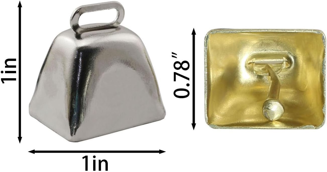 XGNG 50PCS Gold and Silver Crafts Christmas Small Cowbells Mini Cow Bells for Birthday Wedding Party Christmas Dog Cat Decor