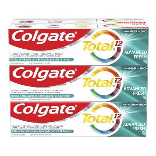 Creme Dental Para Branqueamento Colgate Total 12 Whitening & Advanced Fresh 90g Promo Leve 6 pague 5