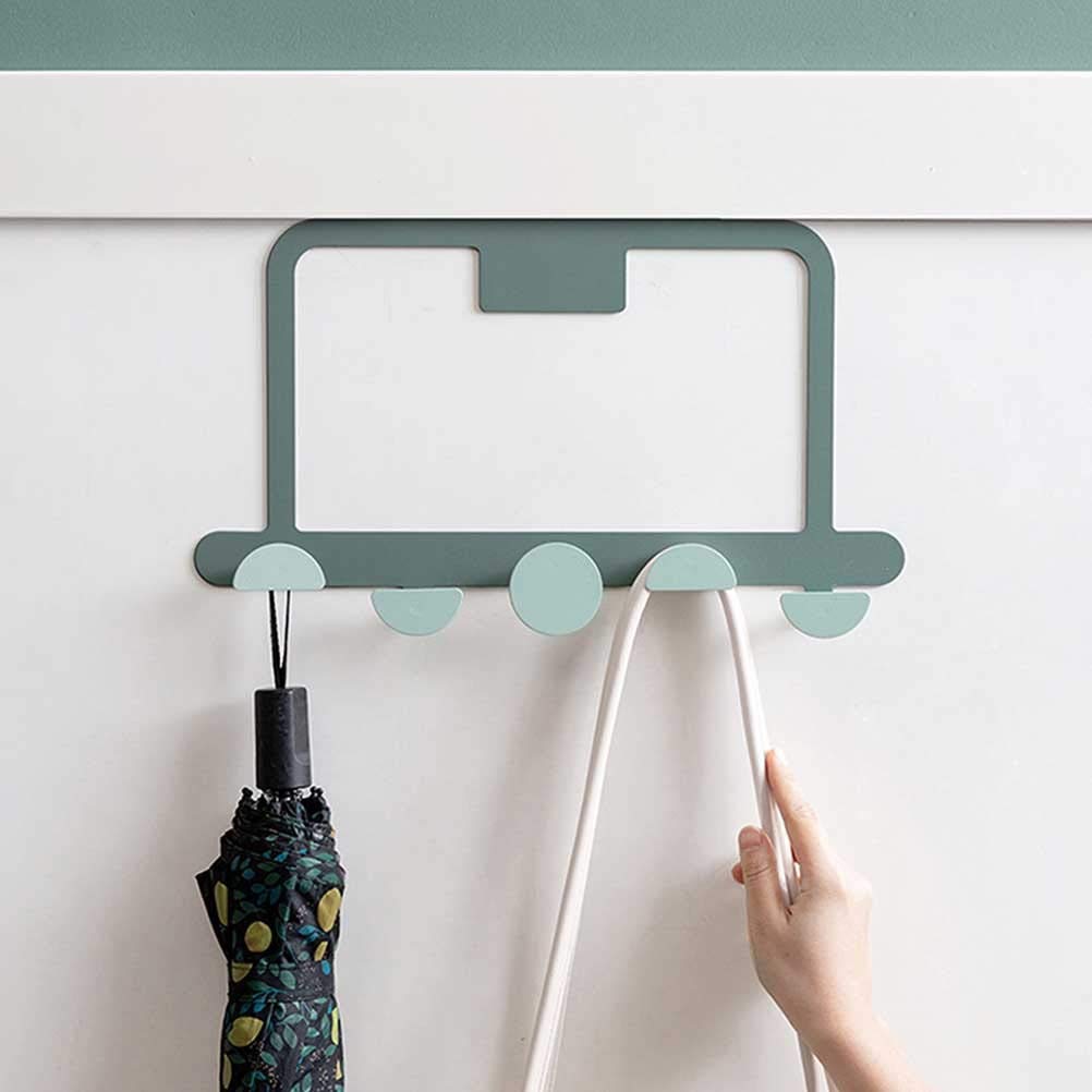 ISCBAFYX Perchero sobre La Puerta 5 Ganchos Hogar Baño Decoración Perchero Ropa Abrigo Sombrero Perchero Toalla Buena Carga-Material De Hierro Forjado/Verde/39 * 23 * 3,5 Cm