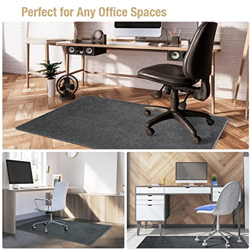 Yecaye Office Chair Mat For Hardwood Floor, 48"×36" Desk Chair Mat, Anti-Slip Low-Pile Chair Mats For Rolling Chair, Non-Curve Office Rug, Multipurpose Computer Chair Mat, Hard Floor Mat, Dark Grey #TOP6