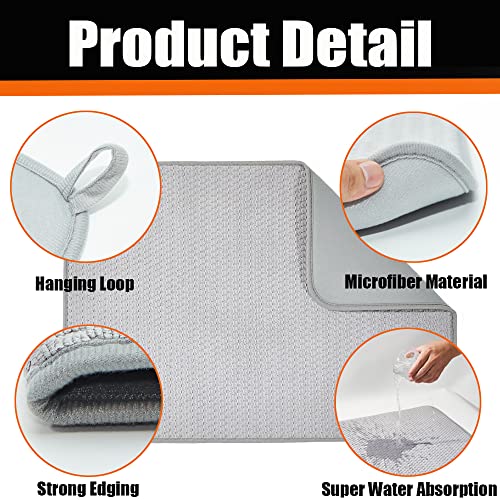 Ciysho Dish Drying Mat For Kitchen Counter 2 Pack, 24 X 17 Inch Absorbent Microfiber Dishes Drainer Mats, Large Drying Pad For Countertop, Rack And Under Sink ( Grey ) #TOP2