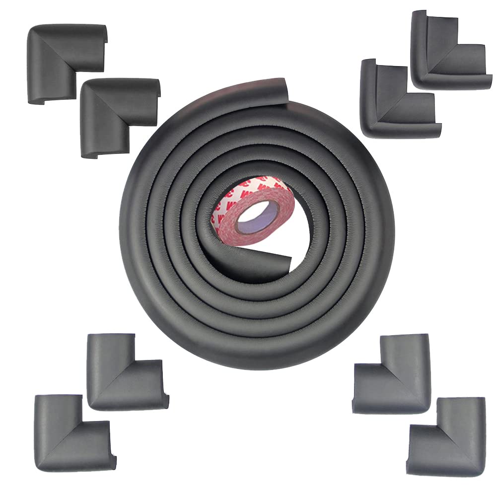 Fairy BabySafety Baby Edge & Corner Guards Colorful Childproofing Protection(19.7ft Edge Guard+8 Corner Guards) (Black-6M)