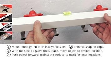 Picture Hanging Marking Tool No-measure Keyhole & Sawtooth Fastener Locator | Keyhole Companion key advantage - push-to-mark recessed stamper leaves no unwanted marks on surface when positioning item