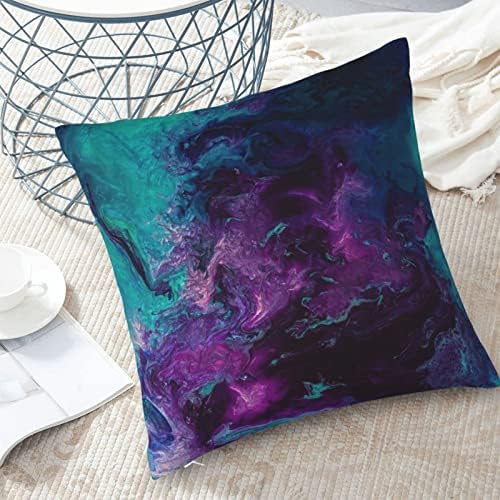 Purple Teal Turquoise Galaxy Nebulous Throw Pillow Cover Cozy Square Pillow Case Home Decorative for Bed Couch Sofa Living Room Cushion Cover 18''X18'', One Size (220323)