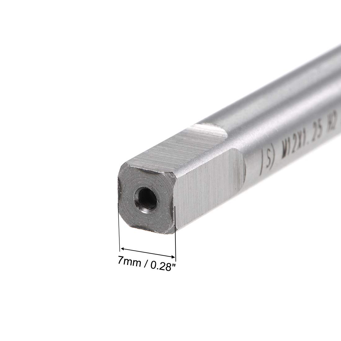 sourcing map Taraud Machine Métrique Gauche Filetage M12 Pas 1.25 H2 4 Flûtes Acier Rapide