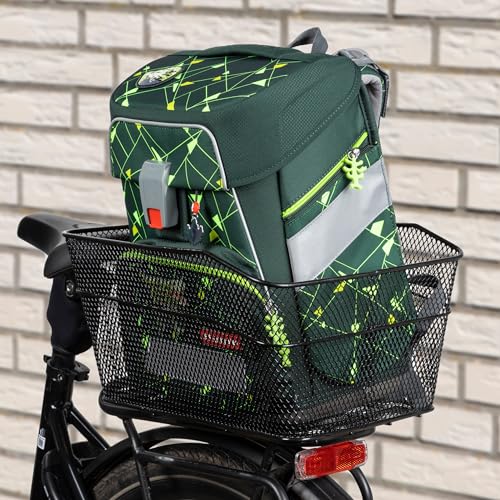Metall Fahrradkorb schwarz für Gepäckträger - 40 x 30 cm - Einkaufskorb für Fahrräder zur Festmontage - Einkaufskorb Transportkorb Metallkorb Korb Tasche für Fahrrad engmaschig