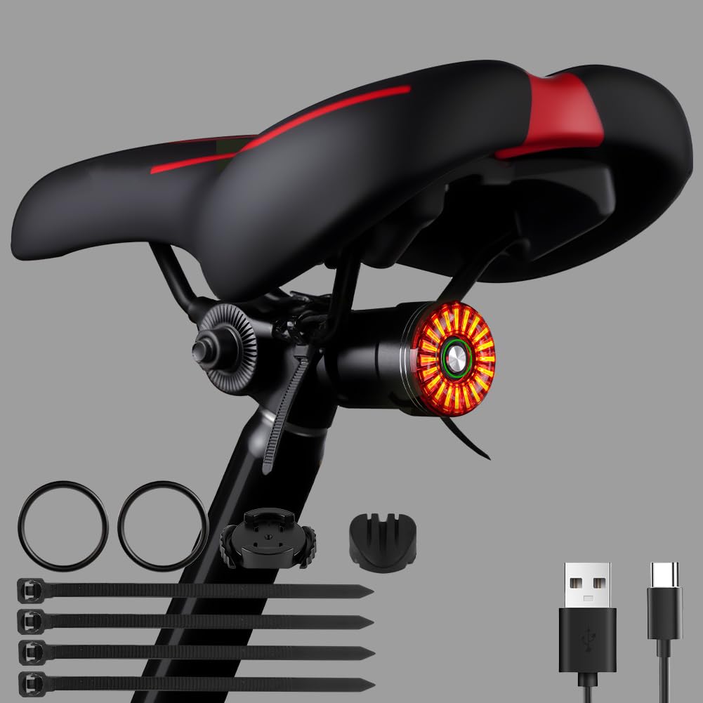 LED Bicycle Rear Light, USB-C Rechargeable Waterproof Bicycle Light for MTB and Road Bike - 1