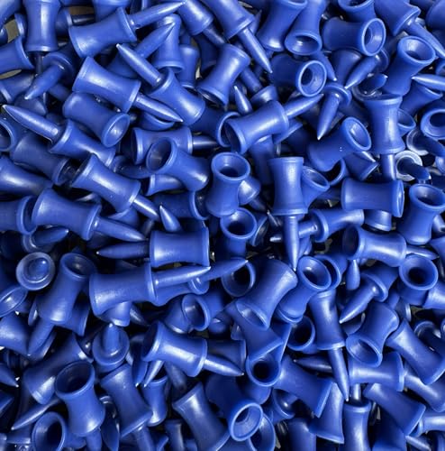 Image of Tour Fit Castle Golf Tees | Durable Plastic Stepped Tees Colours | Packs of 50, 100 or 200 | Consistent Tee Height (50, Blue-1.5" (38mm))