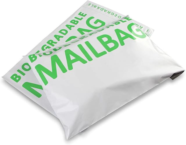 50x Biodegradable Mail Bags Parcel 14"x18" Postage Poly Mailing Bags Eco Environmentally Friendly Large Self Seal Bags White 35.5x45.5cm - Pack of 50