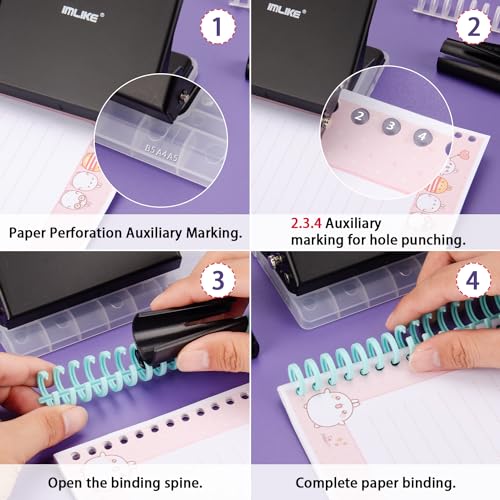 image for IMLIKE 10-Hole Binding Machine for Planners - Metal Manual Binding Sys