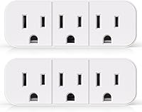 Vista 11 de ELEGRP Extensor de triple salida, pestaña de pared con conexión a tierra de 3 puntas, enchufe adaptador de enchufe múltiple con 3 tomas de corriente