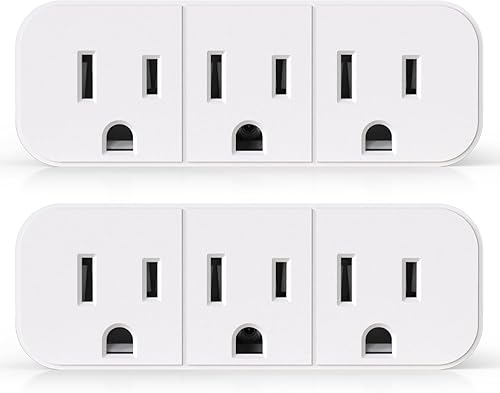 ELEGRP Extensor de triple salida, pestaña de pared con conexión a tierra de 3 puntas, enchufe adaptador de enchufe múltiple con 3 tomas de corriente