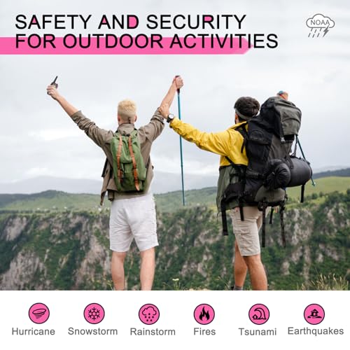 Image of MaxTalker Walkie Talkies Long Range for Adult, MT10 Rechargeable Walkie Talkies FRS Two Way Radio, NOAA, 1200mAh Li-ion Battery USB-C Cable, LED Flashlight,VOX Walkie Talkie for Camping 2Pack (Pink)