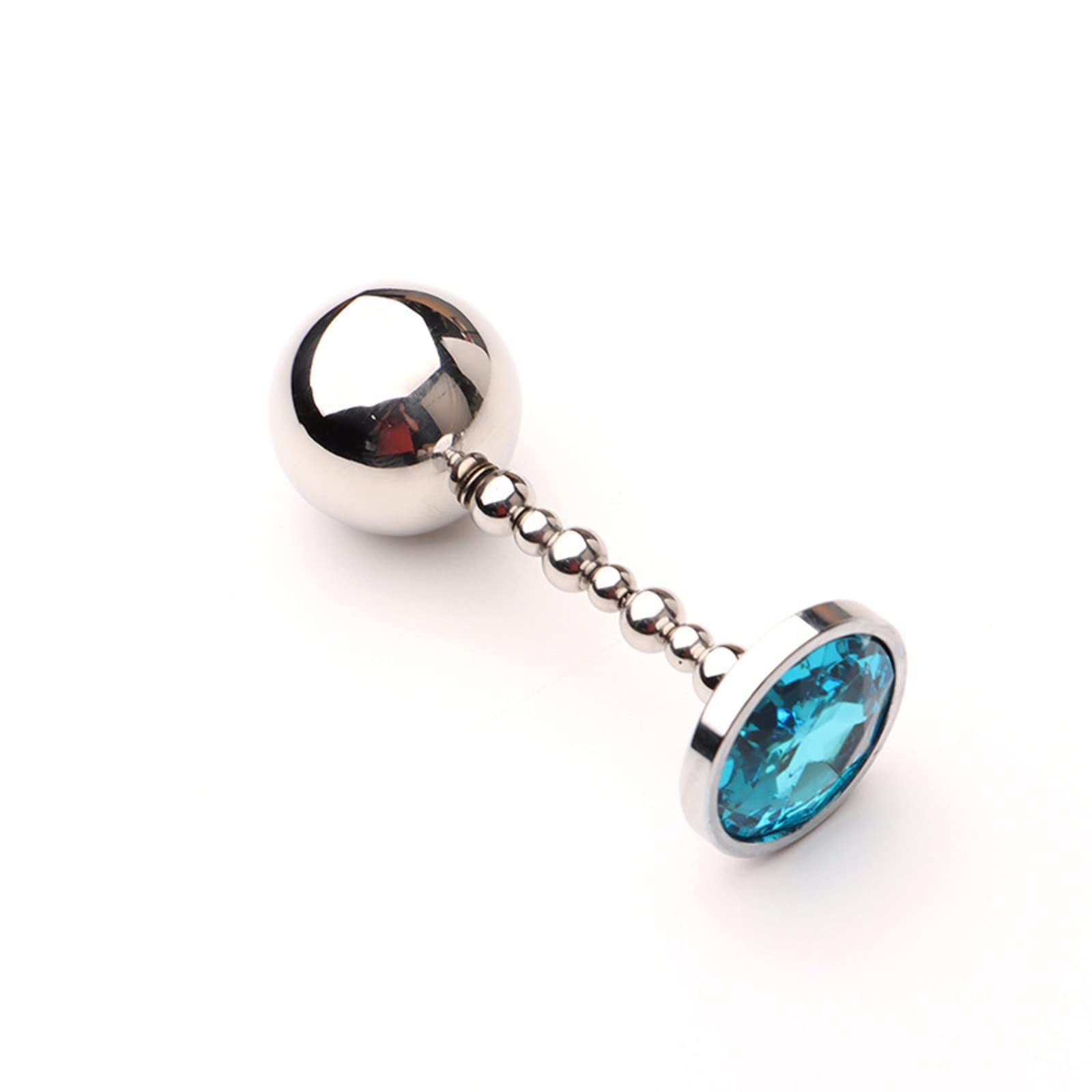 Sex Toy Male Anal Trainer Single Ball SM Bead Pulling Metal Anal Plug with Round Bottom Butt Plug