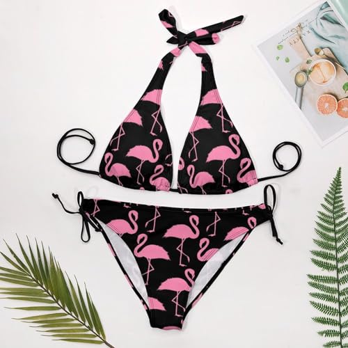 Women Halter Bikini 2 Piece Triangle Swimsuit Tie Side Swimwear Bathing Suits4