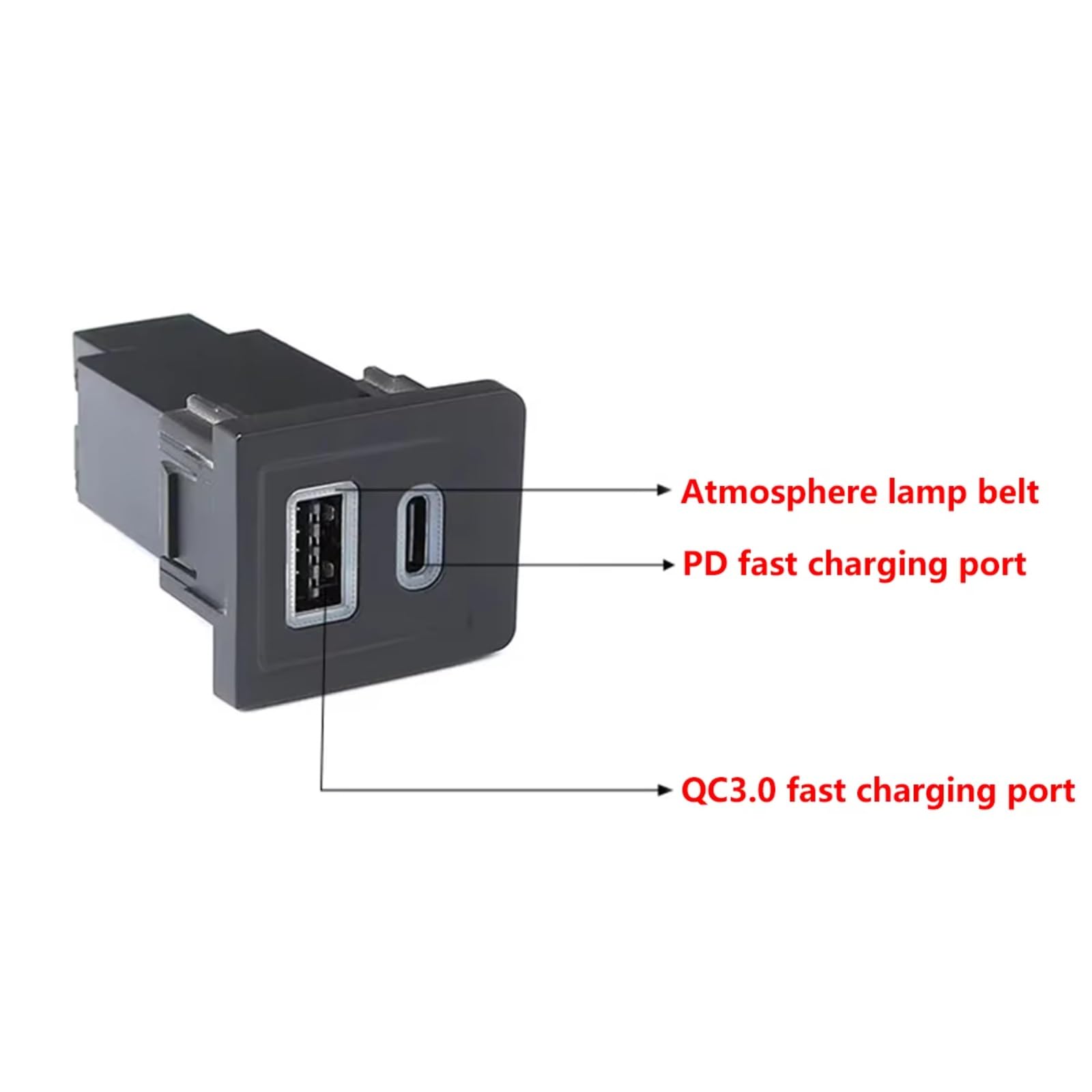 Consola Central Con Puerto USB Compatible Con VW Para T5 2009-2015 PD Coche Tipo C QC 3,0 Rápido Cargador Central Puerto USB