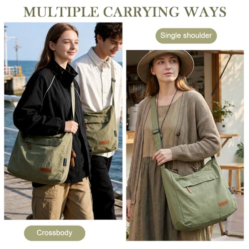 Image of PALAY Crossbody Bag for Woman Men Green Nylon Shoulder Bag with Adjustable Strap Casual Lightweight Multi-pockets Sling Bags for Women