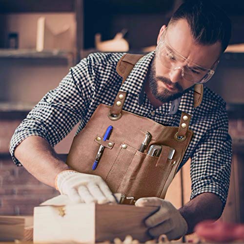 image for MDHAND Woodworking Apron, Heavy Duty Waxed Canvas Working Tool Apron w