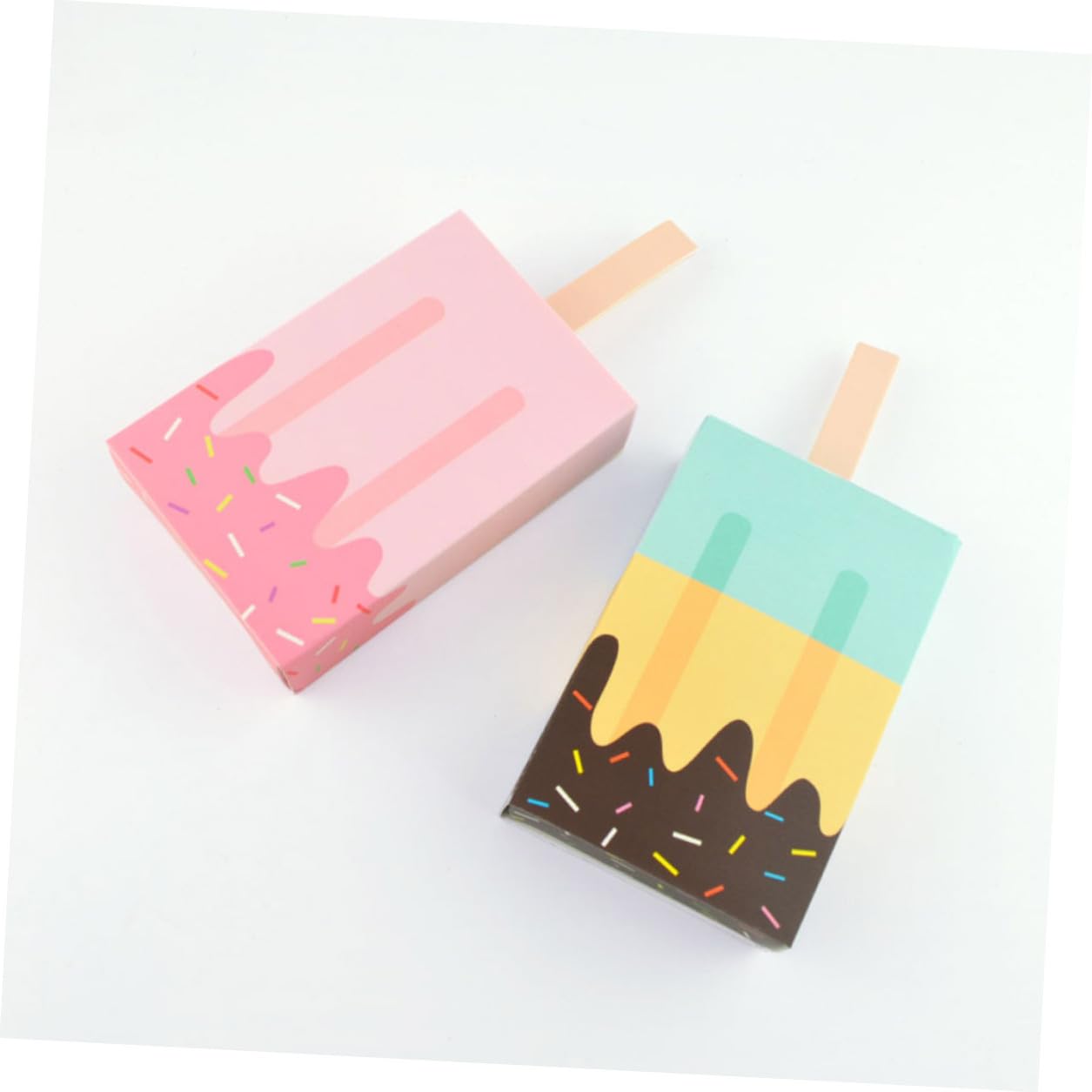 100 Pezzi Scatole di Carta Forma Gelato Cassetto per Confezionare Caramelle e Biscotti Colore Blu e Rosa per Festa di Compleanno e Attività Creative